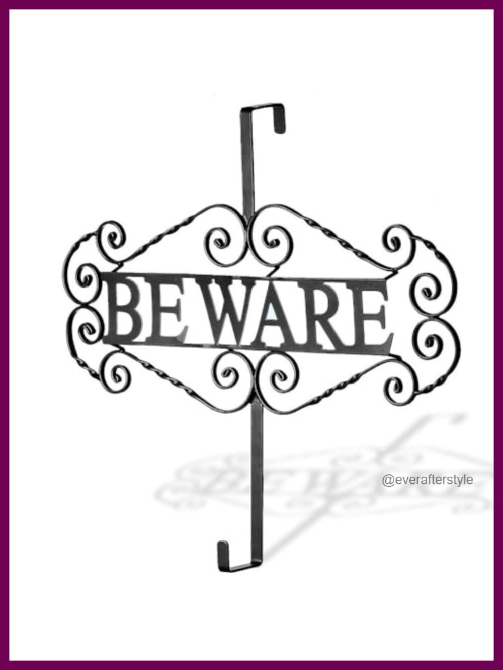 Halloween Beware Wreath Hanger Metal 16 Inch Decorative Door Mount